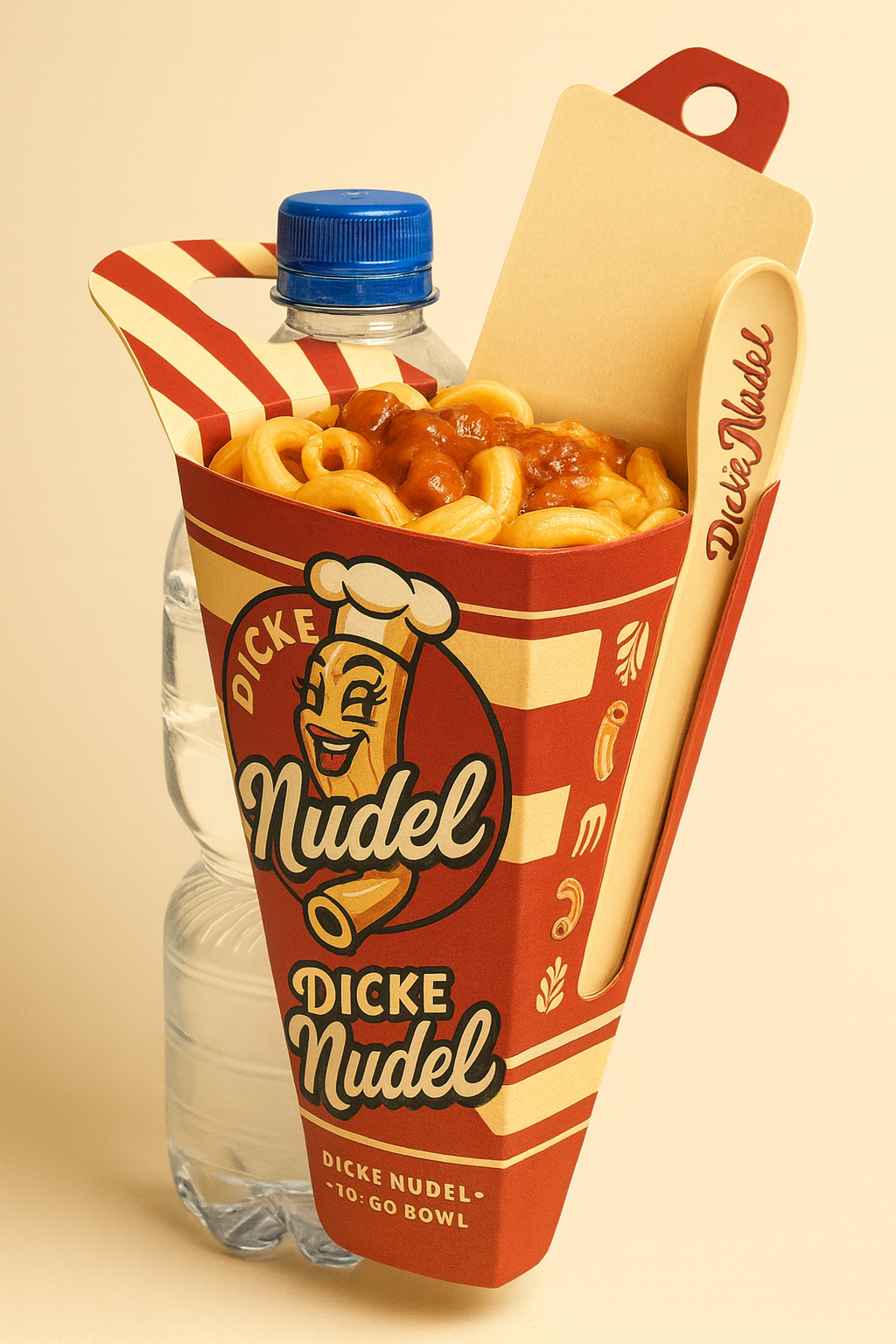 Dicke Nudel Pasta-Bowl to go mit gebrandeter Verpackung