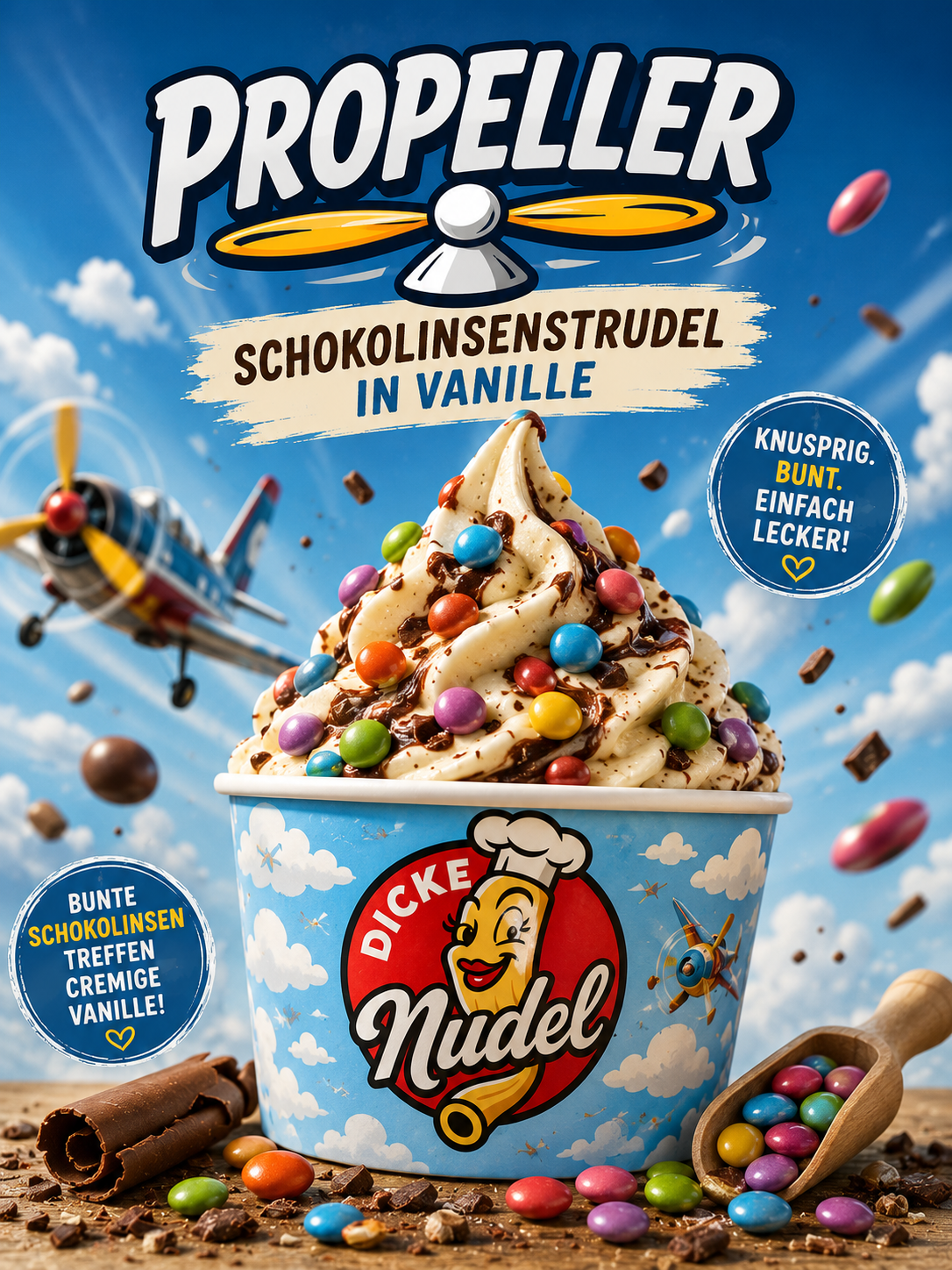 Propeller chocolate candy vanilla ice cream poster